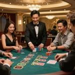Players engaging at a blackjack table while using strategies at https://fabet11.sa.com/ for their winning hand.