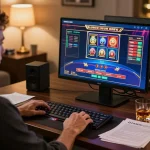 Engaging gameplay at Trang chủ 123Win with a person strategizing for online casino gaming.