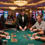 Experience high-stakes blackjack games at fabet casino with players engaged and strategic bets placed