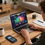 Engaging gameplay on 78WIN online casino platform displayed on laptop with colorful graphics