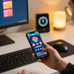 Engaged player using ALO8 VIP app on smartphone for strategic betting in modern home