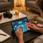 Play poker at home with vs555 using tablet in a cozy, strategic setting