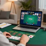 Engaging in live dealer blackjack on thabet with strategic notes visible