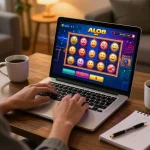 Engaging online gameplay on ALO8 ME casino platform, showcasing vibrant slot game graphics.
