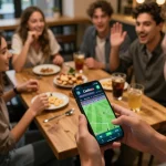 Cakhiatv app users engaging with live football matches, showcasing mobile gaming excitement.