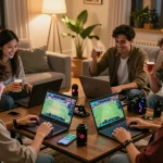 Celebrating a winning moment with friends while engaging in 9bet uy tín sports betting online.