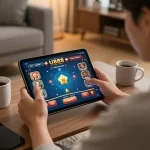 Player analyzes winning strategies on U888 casino app during a cozy gaming session