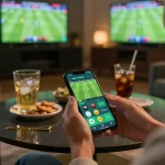Experience thrilling sports betting with real-time scores and strategic wagering on a football match through mobile app.