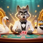 Experience winning moments at Vua88 with characters engaging around a vibrant baccarat table.