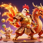 RR88 captures the excitement of gambling with a rooster warrior, dragon, and dynamic lottery elements.