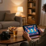 Experience thrilling gameplay on O8 while enjoying cozy home gaming moments