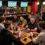 NK88 sports betting scene with patrons engaged in placing bets and enjoying the excitement of live games