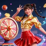 Engage with WIN88's thrilling casino adventures featuring vibrant lottery elements and a lively Asian character.