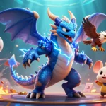Engage with 66b, as a thrilling cartoon thunder dragon and sports elements electrify the casino scene.