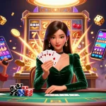 Engage in high-stakes gameplay at open88, featuring a stunning poker scene with dynamic slot machine elements.