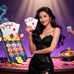 Experience winning excitement at nn88 with a captivating 3D casino scene featuring spins and cards.