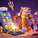 Spin to win at uu88 with a golden shark gladiator and dynamic casino elements in a vibrant underwater colosseum.