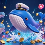 Experience the joy of GG88 casino with playful dolphins, a giant whale, and golden coins, all in 3D brilliance.