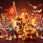 Experience the thrill of games at tr88, where vibrant slot reels and golden trophies create excitement.