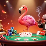 Experience thrilling live gambling with Bóng Nhựa TV featuring a lively casino scene complete with vibrant characters and poker elements.